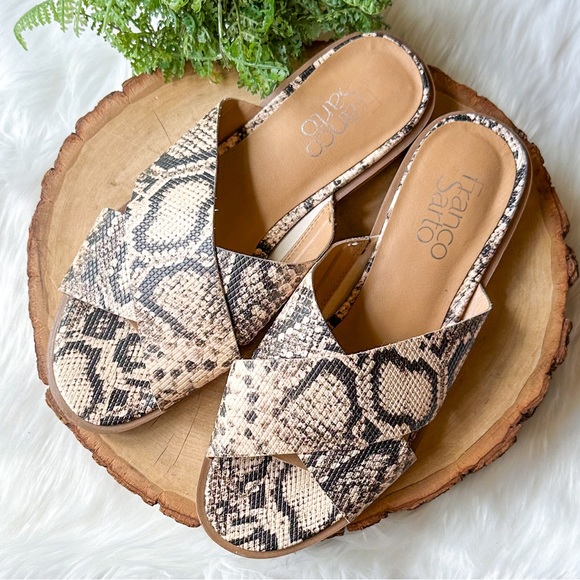Franco Sarto Marcos Snake Criss Cross Strap Slide Sandal Slip On Shoes 6 - Picture 4 of 6